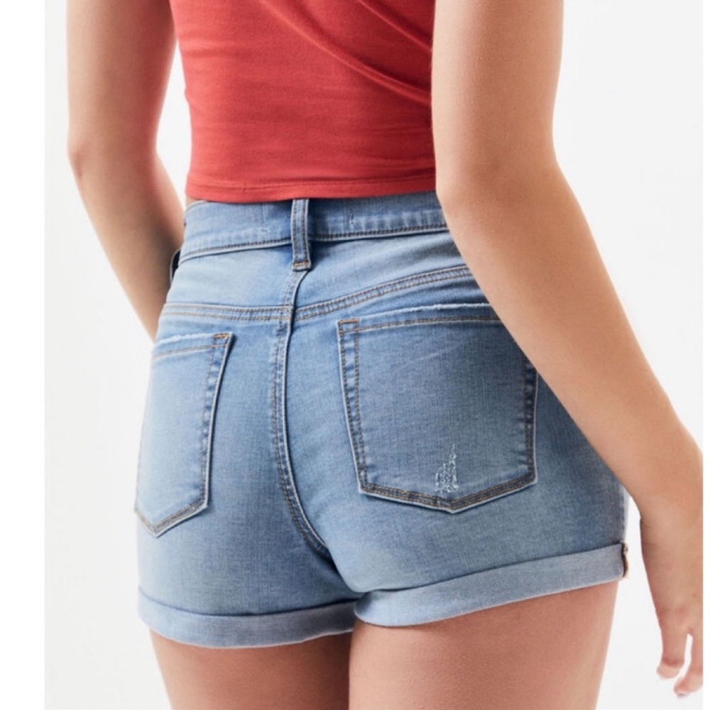 PACSUN Shorts Lightwash denim high rise super stretch cuffed Shortie 24